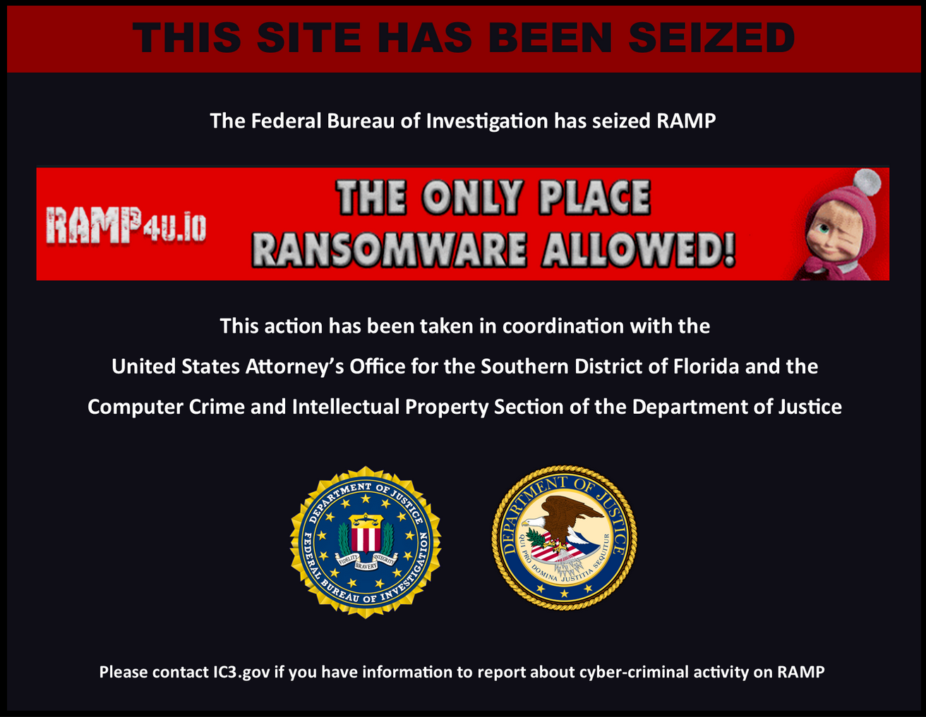FBI seizure banner for RAMP